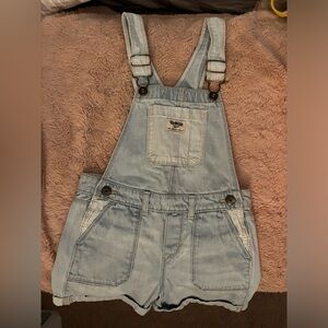 Little girls Osh Kosh denim short overalls, size 5